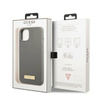 Oryginalne Etui IPHONE 13 MINI Guess Hard Case Silicone Logo Plate MagSafe (GUHMP13SSPLG) szare