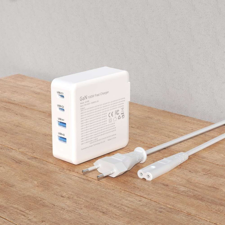 GaN 100W 2 x USB-C / 2 x USB Schnellladegerät Dudao A100EU – weiß