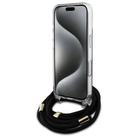 Original Case IPHONE 16 Guess Hardcase Crossbody Cord 4G Print (GUHCP16SHC4SEK) black