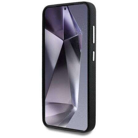 Original Handyhülle SAMSUNG GALAXY S25 Guess Grained Triangle Logo MagSafe schwarz