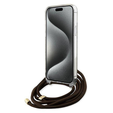 Guess Crossbody Cord 4G Print Hülle für iPhone 15 Pro Max – braun
