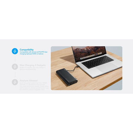 Bateria zewnętrzna (Powerbank) VEGER TCE130 - 25 000mAh Quick Charge PD 130W (W2503)