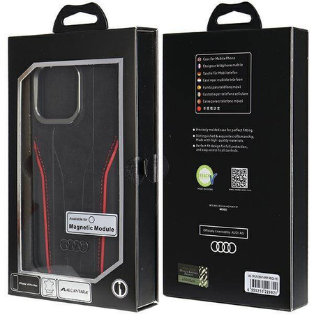 Audi Genuine Leather case with MagSafe for iPhone 14 Pro Max - black and red
