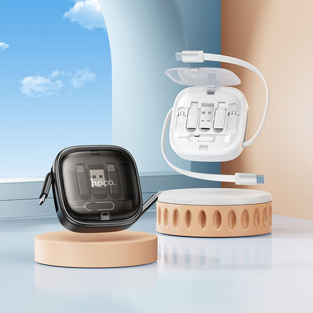 HOCO kabel All-in-one zwijany w zestawie z wymiennymi końcówkami PD 3A 60W U140 0,95 m czarny