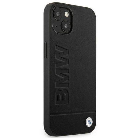 Original Handyhülle IPHONE 14 PLUS BMW Leather Stamp (BMHCP14MSLLBK) schwarz