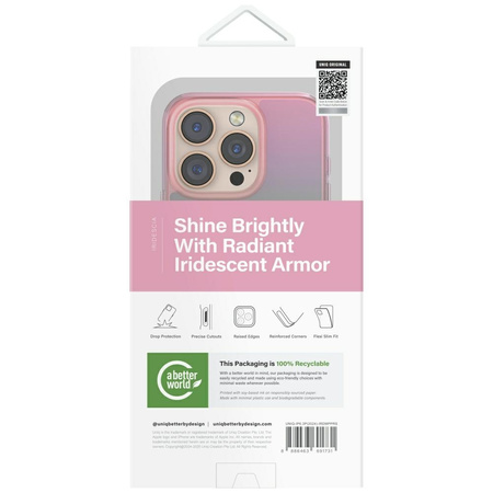 Etui UNIQ Iridescia do iPhone 16 Pro Magclick Charging pink prism