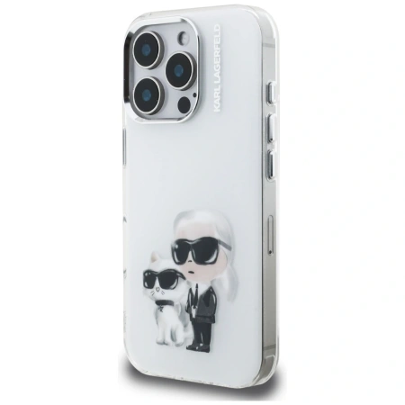 Karl Lagerfeld IML Aquarelle Karl &amp; Choupette &amp; Logo iPhone 16 Pro Case - White