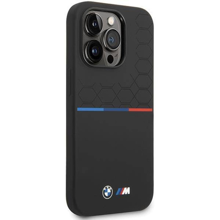 Original Handyhülle APPLE IPHONE 15 PRO MAX BMW Silicone Pattern (BMHCP15X22SMPK) schwarz