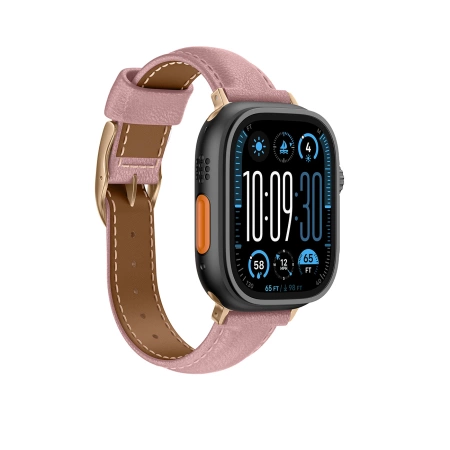 Skórzany pasek AMAZINGTHING Class Band do Apple Watch 45 / 46 / 49 mm - różowy