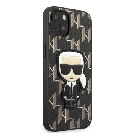 Original Handyhülle IPHONE 13 MINI Karl Lagerfeld Hardcase Monogram Ikonik Patch schwarz