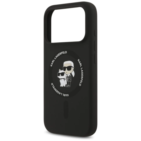Karl Lagerfeld Silikon Karl&Choupette Ring MagSafe Case für iPhone 17 Pro - Schwarz