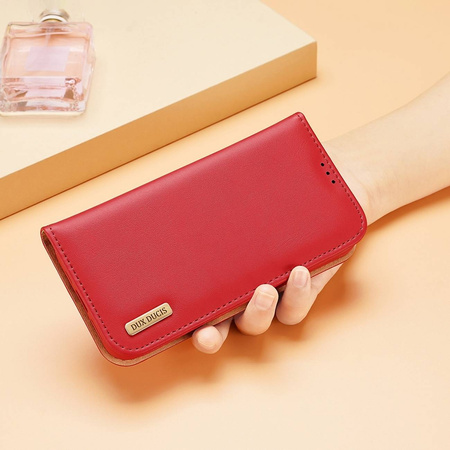 Dux Ducis Hivo echt Leder booktype case schutzhülle aufklappbare hülle für iPhone 14 Pro Max rot