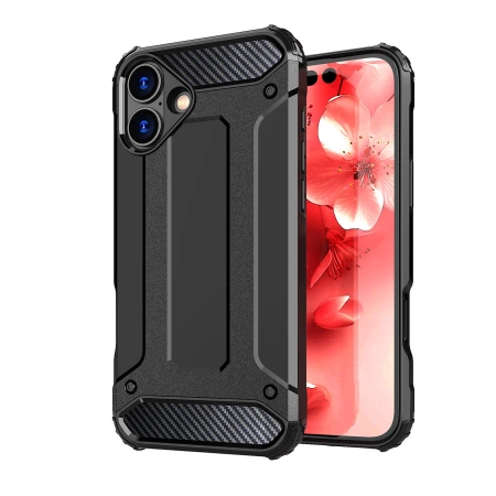Hybrid Armor Panzerhülle für iPhone 16 – Schwarz
