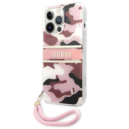 Guess nakładka do iPhone 13 Pro / 13 6,1&quot; GUHCP13LKCABPI różowy hard case Camo Strap Collection