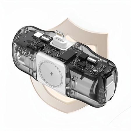 Wozinsky WF16-YCS 5000 mAh 15 W USB-C Mini-Powerbank mit integriertem USB-C-Kabel und Apple Watch Ladegerät – Weiß