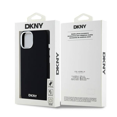 Etui DKNY Liquid Silicone Small Metal Logo MagSafe na iPhone 14 / 15 / 13 - czarne