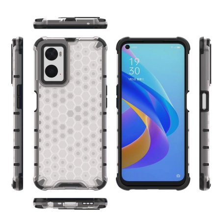 Gepanzerte Wabenhülle mit Gelrahmen Oppo A76 / Oppo A36 / Realme 9i transparent