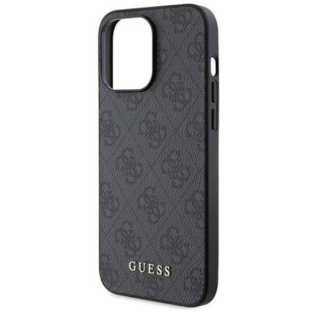 Guess 4G Metal Gold Logo Hülle für iPhone 15 Pro – Grau