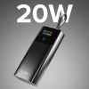 SBS 10000mAh PD 20W Powerbank with LCD Display and Built-in USB-C Cable - Gray