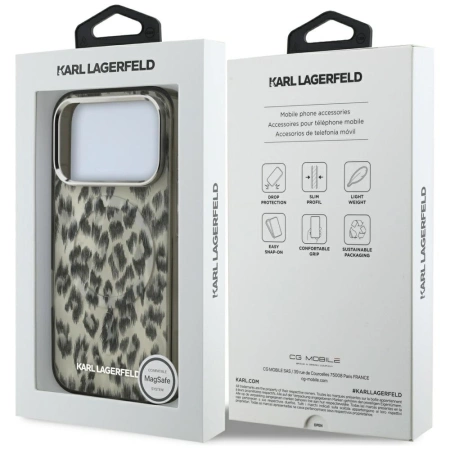 Karl Lagerfeld IML Leopard Pattern MagSafe Case for iPhone 17 Pro - Brown