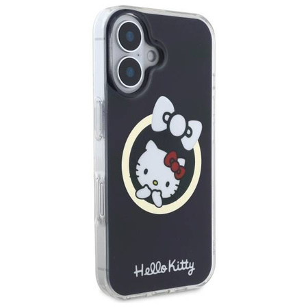 Original Case IPHONE 16 Hello Kitty Hardcase IML Fun Bow MagSafe (HKHMP16SHFLBK) black