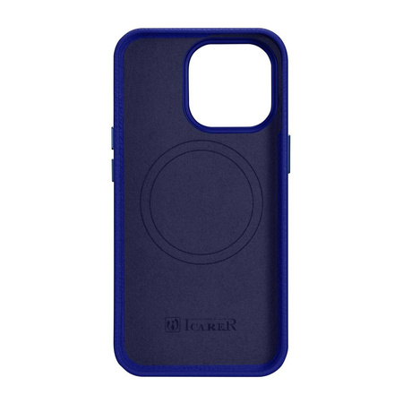 iCarer Litchi Premium Leather Case Leather Case iPhone 14 Pro Max Magnetic with MagSafe Dark Blue (WMI14220712-DB)