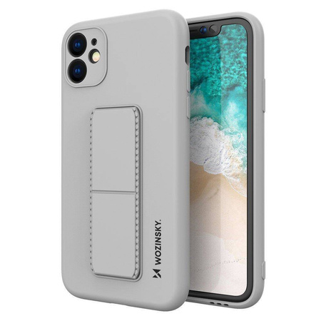 Wozinsky Kickstand Case elastyczne silikonowe etui z podstawką Samsung Galaxy A22 5G szary