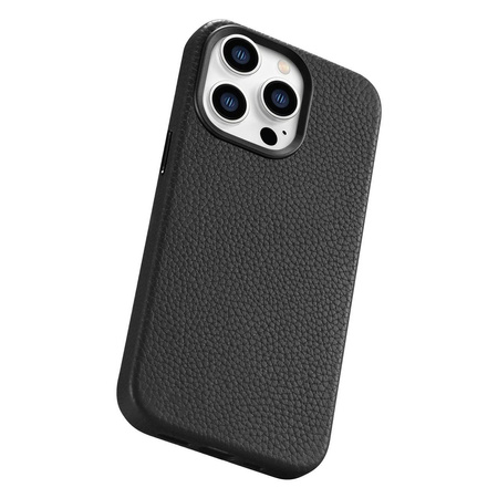 iCarer Case Leather genuine leather case for iPhone 14 Pro Max schwarz (WMI14220712-BK) (MagSafe compatible)