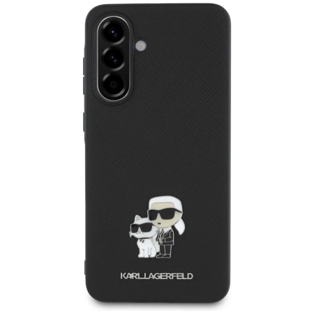 Karl Lagerfeld Saffiano-Hülle mit K&amp;C-Metalllogo für Samsung Galaxy A36, Schwarz