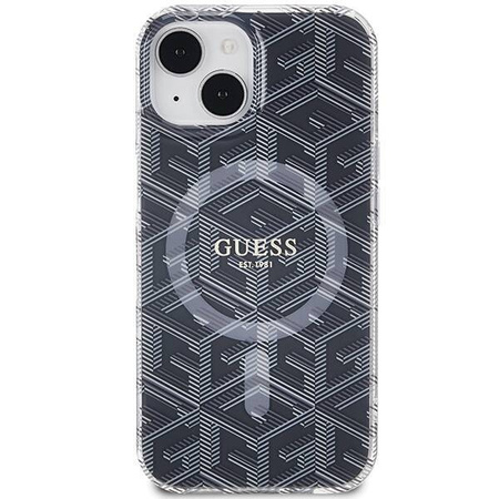 Oryginalne Etui GUESS Hardcase GUHMP15SHGCUSTGK do iPhone 15 (Kompatybilny z Magsafe / IML GCUBE / czarny)