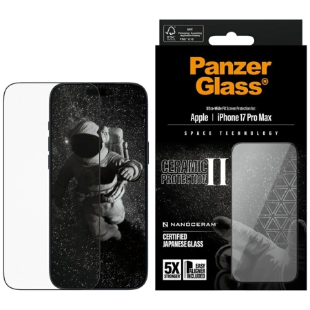 Szkło hartowane PanzerGlass Ceramic II Ultra-Wide Fit EasyAligne na iPhone 17 Pro Max
