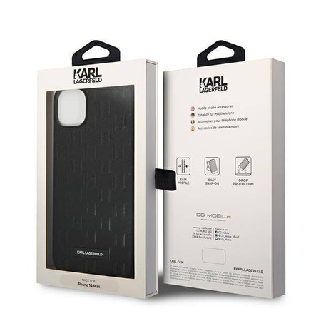 Oryginalne Etui IPHONE 14 PLUS Karl Lagerfeld Hardcase Saffiano Mono Metal Logo (KLHCP14MSAKLHPK) czarne