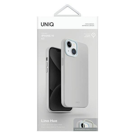 Uniq Lino Hue iPhone 15 case 6.1" Magclick Charging light gray/chalk gray