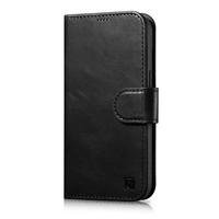 iCarer Oil Wax Wallet Case 2in1 Cover iPhone 14 Plus Anti-RFID Leather Flip Case Black (WMI14220723-BK)