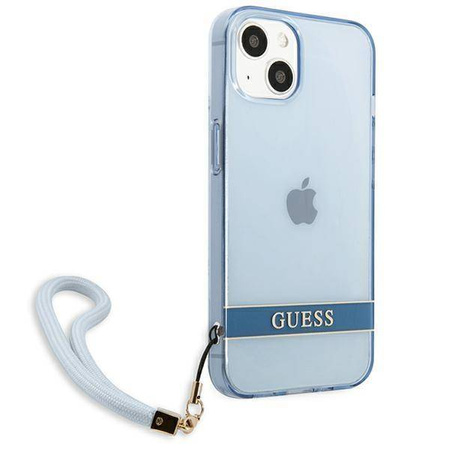 Schutzhülle IPHONE 13 Guess Hardcase Translucent Stap (GUHCP13MHTSGSB) blau