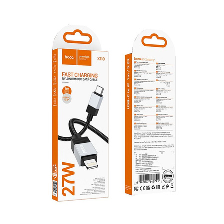 Kabel USB C do Lightning Hoco PD 27W 1 m X110 czarny