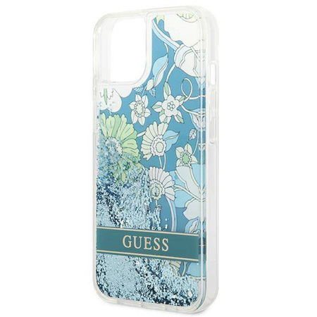 Schutzhülle IPHONE 14 Guess Hardcase Flower Liquid Glitter grün