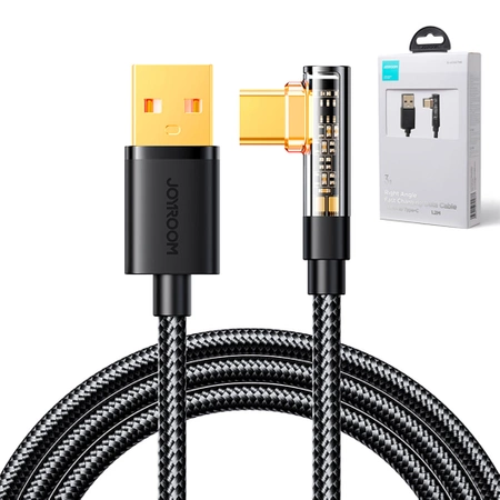 Joyroom USB C cable angled - USB for fast charging and data transfer 3A 1.2 m black (S-UC027A6)