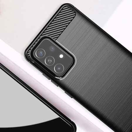 Carbon Case Flexibel Handyhülle TPU Schutzhülle für Samsung Galaxy A72 4G schwarz