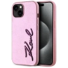 Etui Karl Lagerfeld Wrinkled Metal Signature na iPhone 15 - różowe