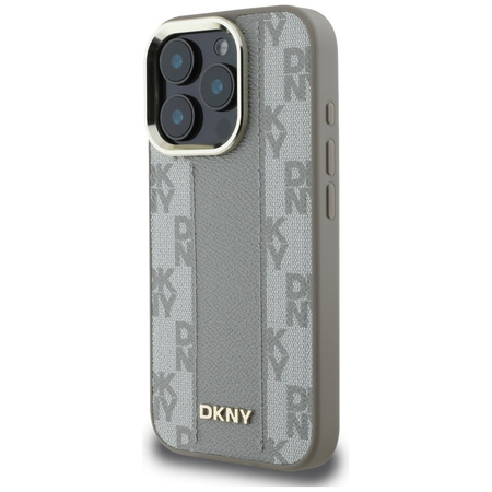 Original Handyhülle IPHONE 16 PRO MAX DKNY Hardcase Checkered Pattern MagSafe beige