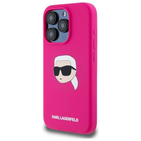 KARL LAGERFELD futerał do IPHONE 15 Pro Max kompatybilny z MagSafe KLHMP15XSKHPPLF (SIL KL Head Print) fuschia
