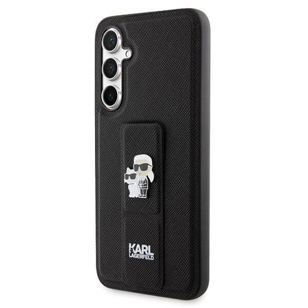 Karl Lagerfeld Gripstand Saffiano Karl&Choupette Pins case for Samsung Galaxy S23 FE - black