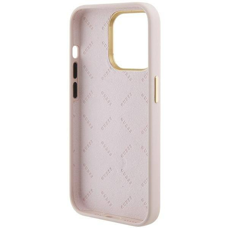 Guess nakładka do iPhone 15 Pro 6,1&quot; GUHCP15LM4DGPP różowa HC SILICONE LOGO STRASS 4G