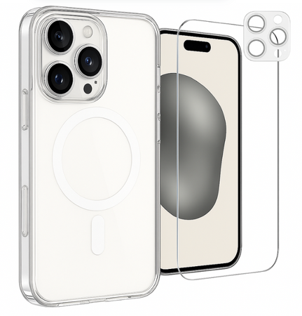 Etui do iPhone 16 Pro Max MagSafe + Szkło na ekran + Szkło na aparat