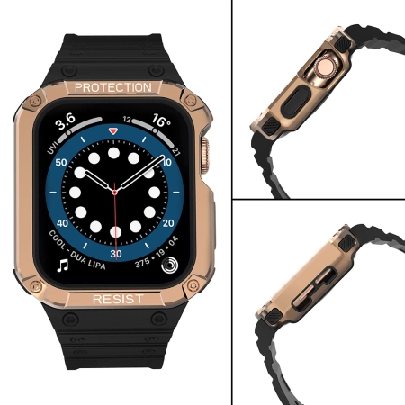 Schutzarmband für Apple Watch 38/40/41 mm Panzergehäusearmband - Schwarz, Roségold