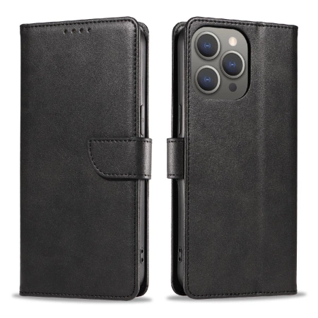 Leather Book Case für iPhone 16 Pro Max – Schwarz
