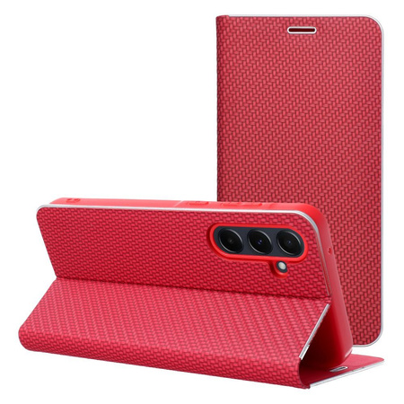 Kabura LUNA Book Carbon do SAMSUNG S25 FE czerwony