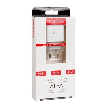 ŁAD. SIECIOWA MX ALFA 20W PD+QC, USB-A+C WHITE/BIAŁY