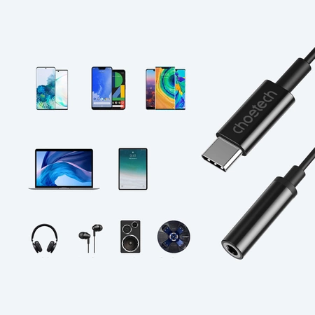 Choetech AUX003 USB-C / DC 3.5mm audio adapter - black